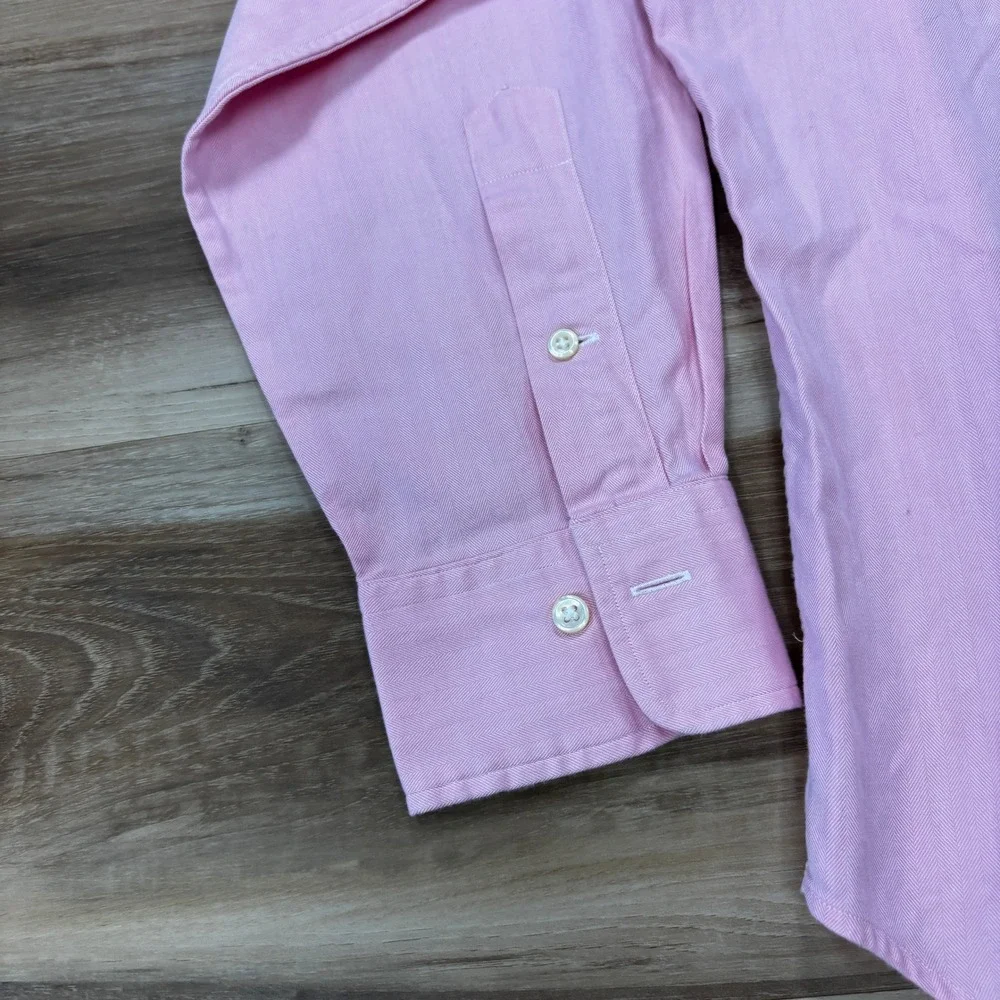 Polo Ralph Lauren Dress Shirt 15.5 32/33 Herringbone Regent Classic Fit Pink